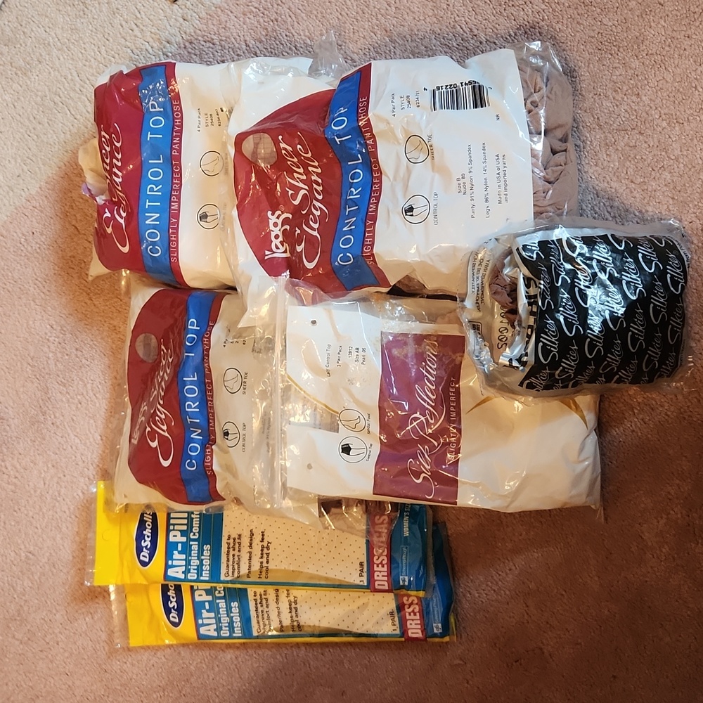 Bundle of Control Top L'eggs Panty Hose, Knee Highs and Dr. Scholls Inso…